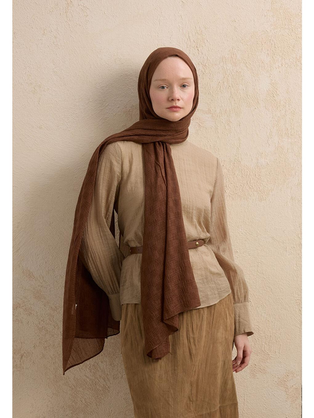 Kahverengi Modal Damalı Şal Kakao