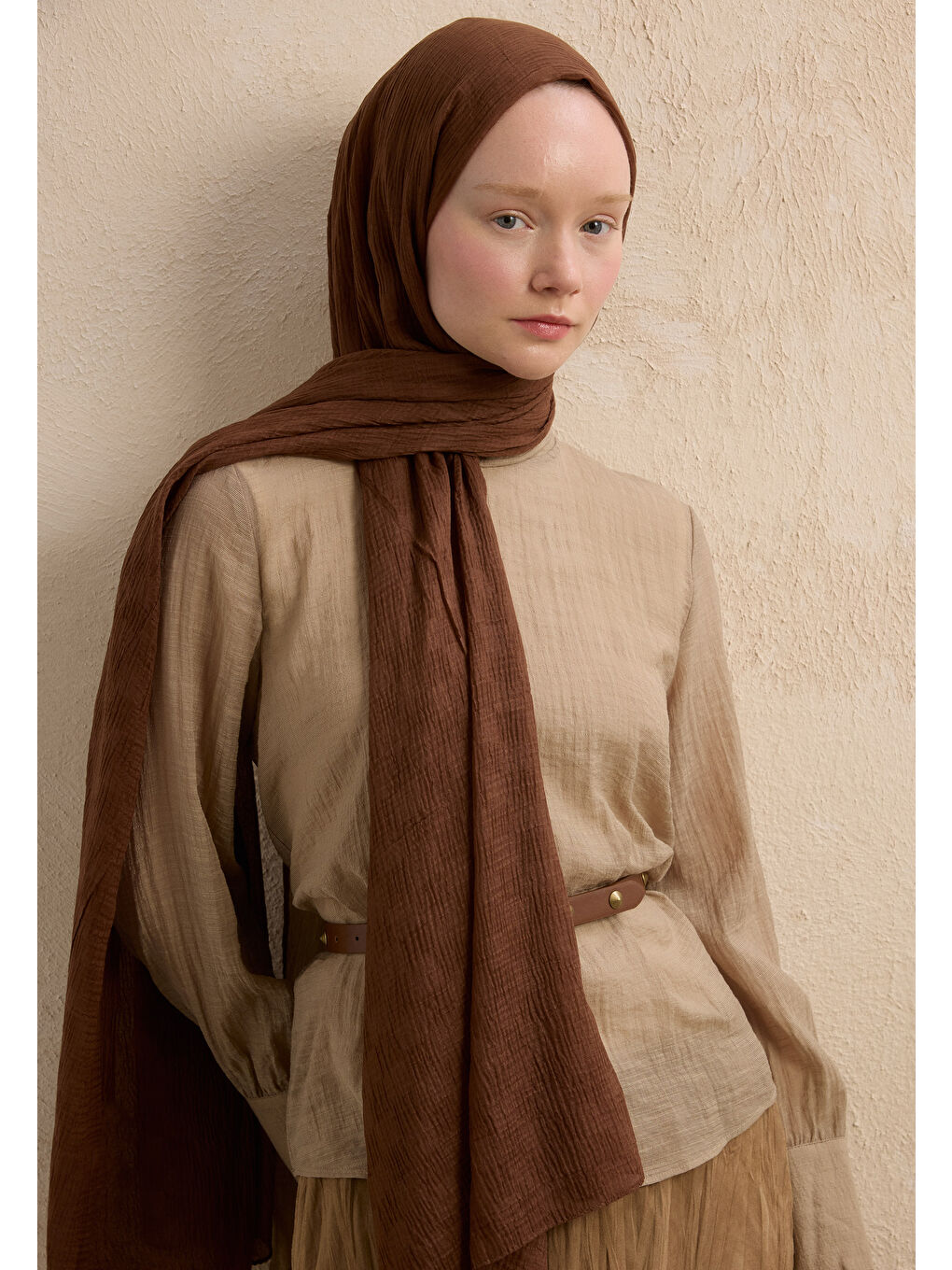 Kahverengi Modal Damalı Şal Kakao-1