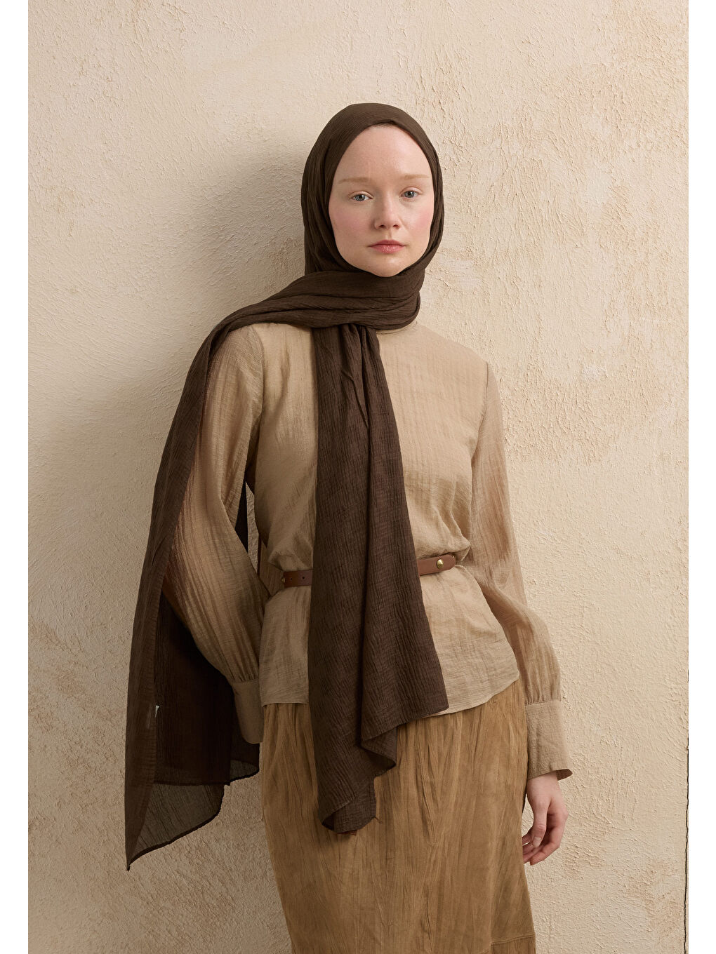Kahverengi Modal Damalı Şal Kakao-2