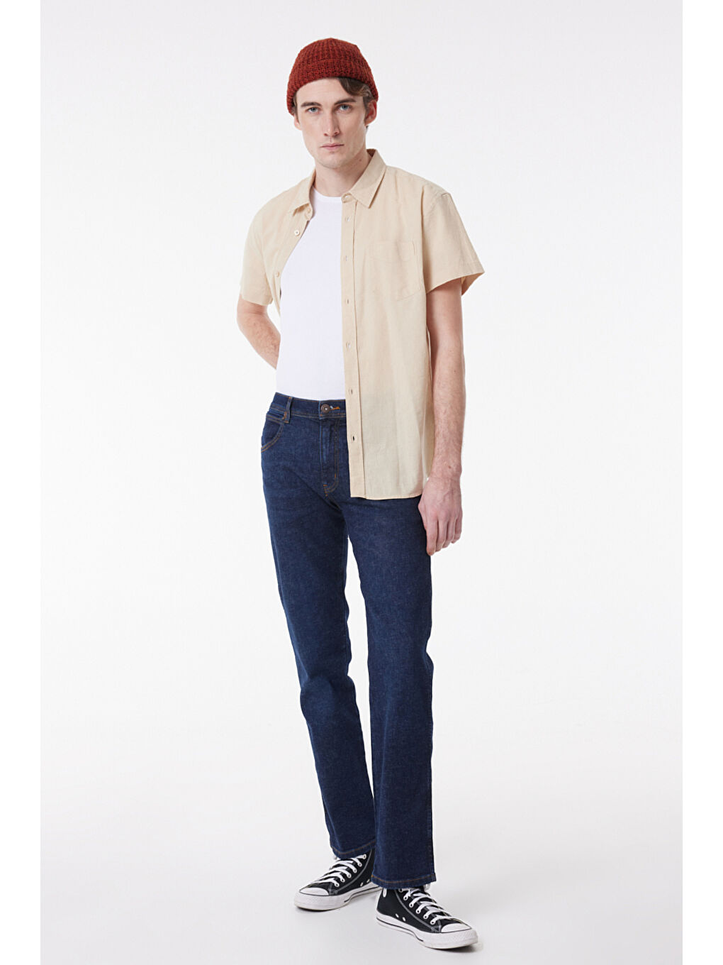 Bej Regular Fit Normal Kesim Kısa Kollu Gömlek-4