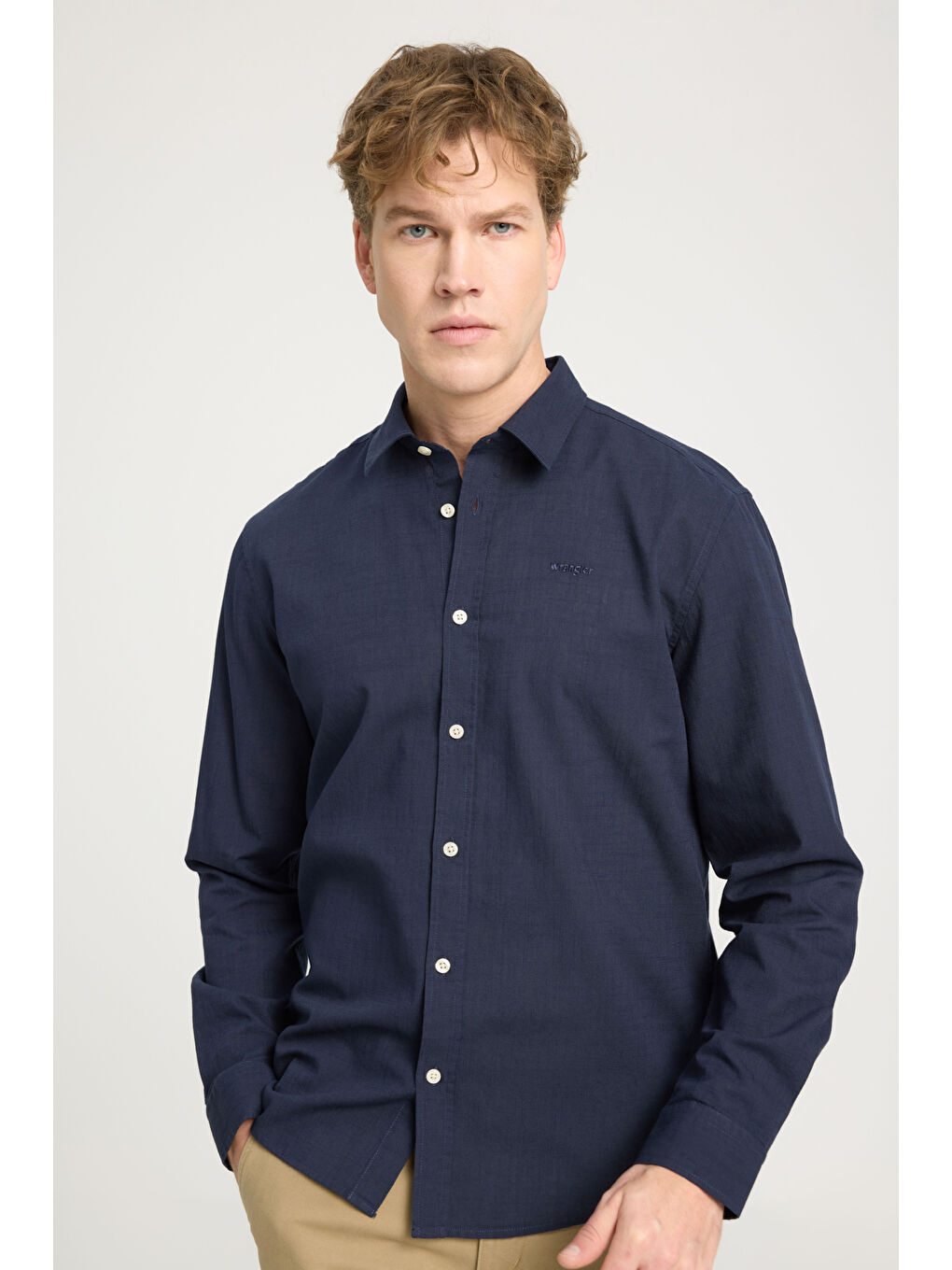 Lacivert Regular Fit Normal Kesim Uzun Kollu Gömlek-1