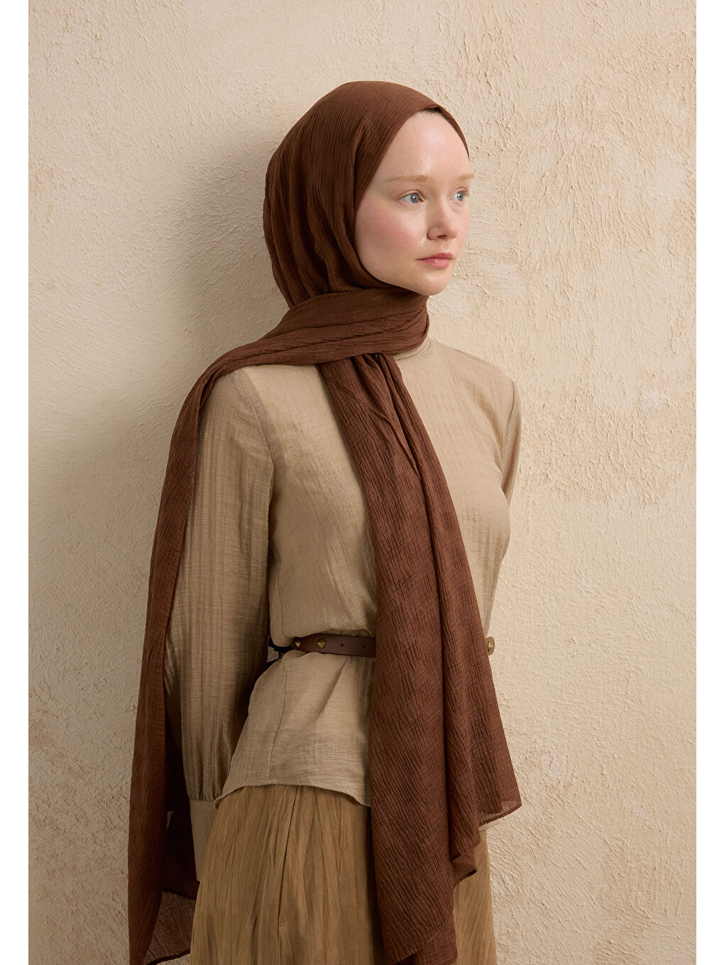 Kahverengi Modal Damalı Şal Kakao-3