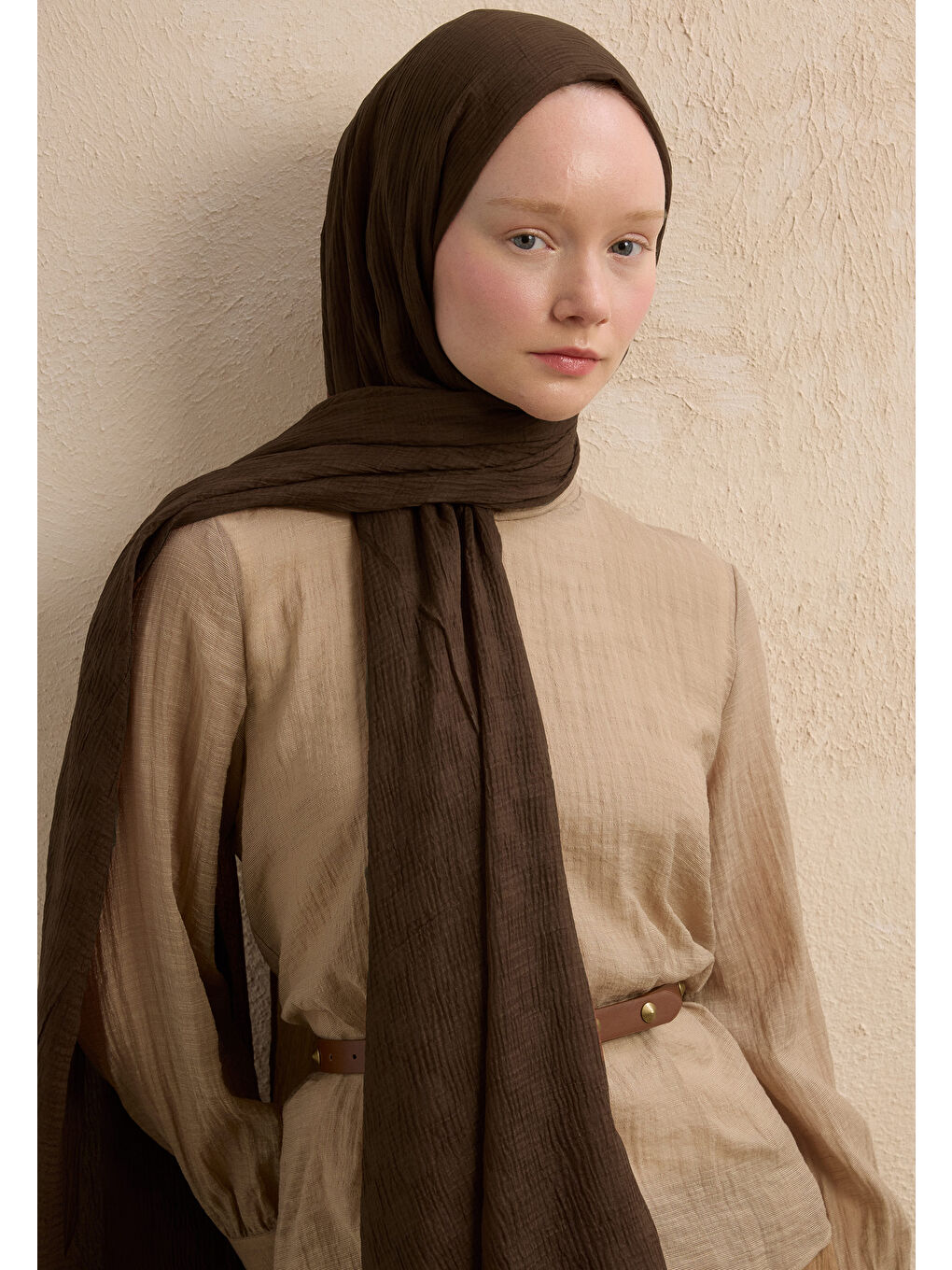 Kahverengi Modal Damalı Şal Kakao-4