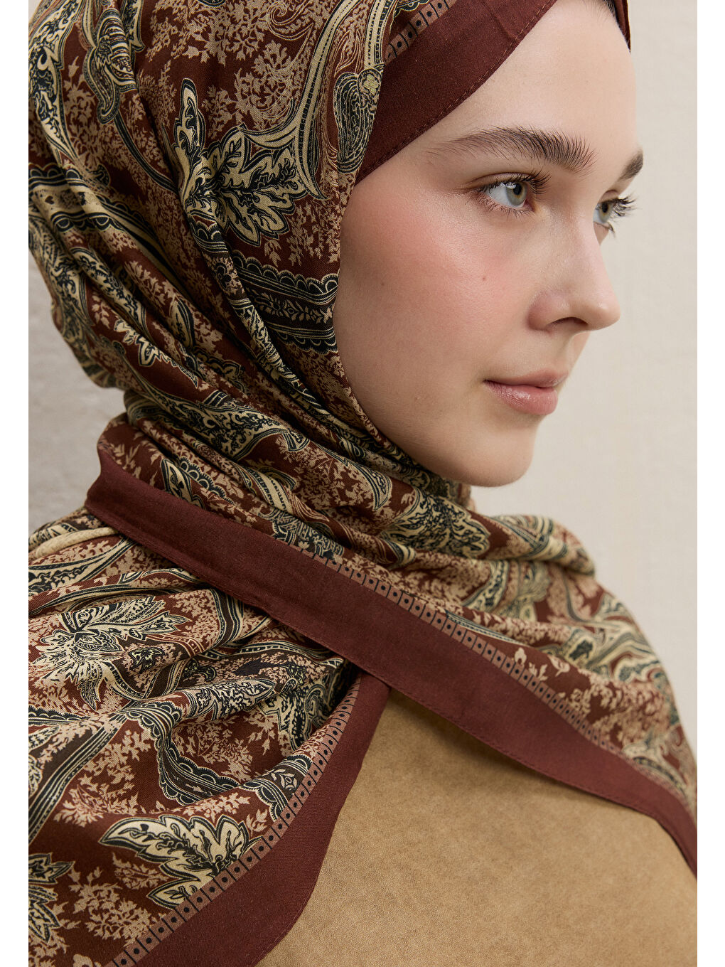Kahverengi Dark Bohemıan Desen Şal Kiremit-1