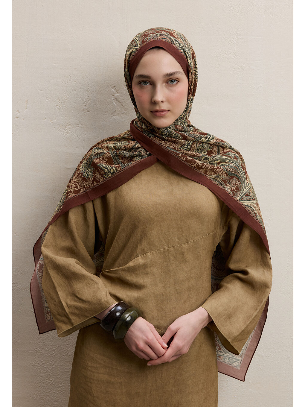 Kahverengi Dark Bohemıan Desen Şal Kiremit-2