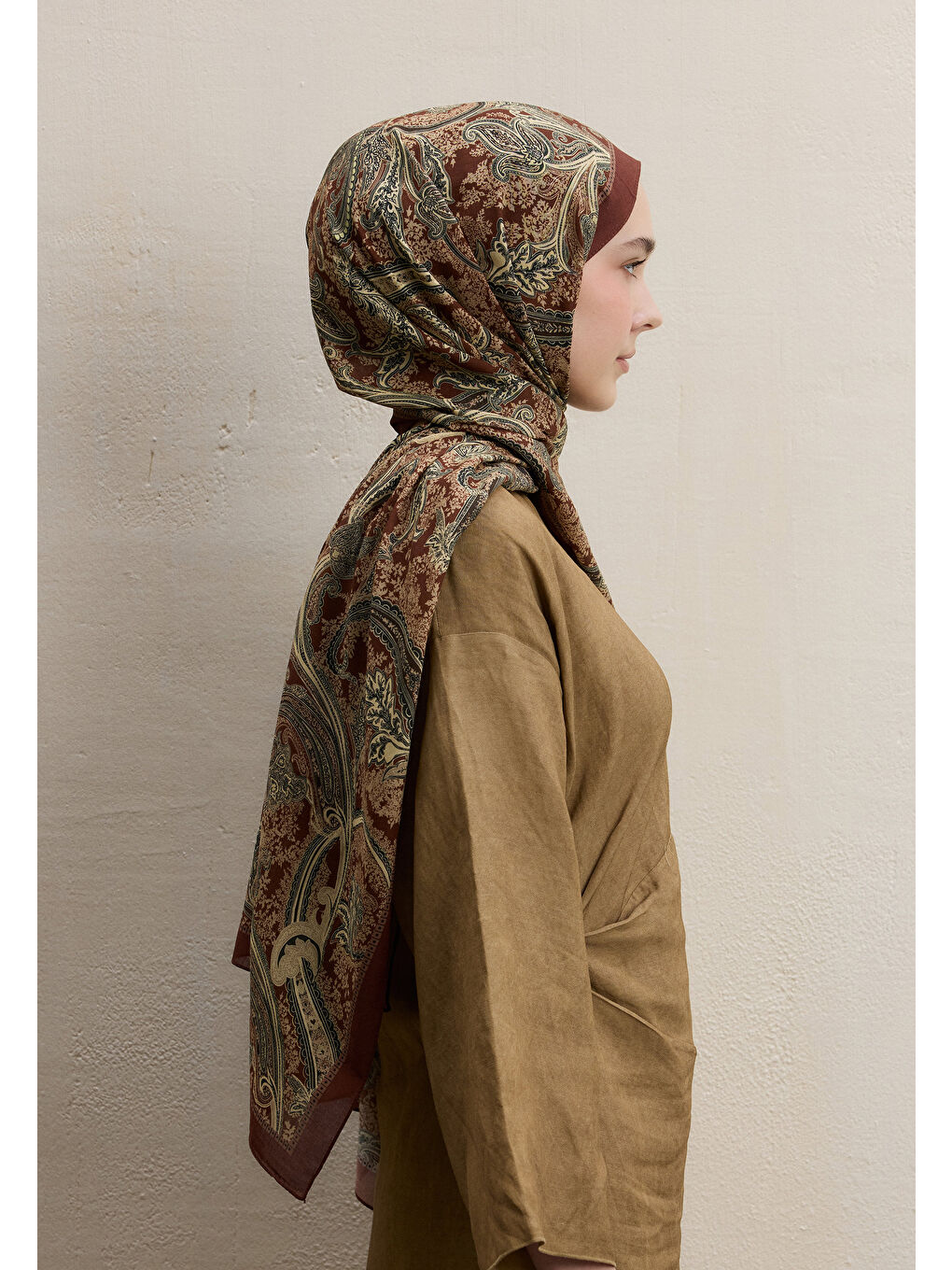 Kahverengi Dark Bohemıan Desen Şal Kiremit-3