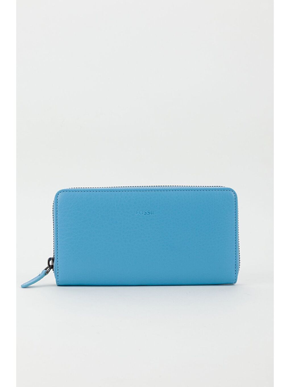 Mavi Kutulu Hakiki Deri Su Yeşili Fermuarlı Büyük Boy Kadın El Portföyü Kartlık Cüzdan