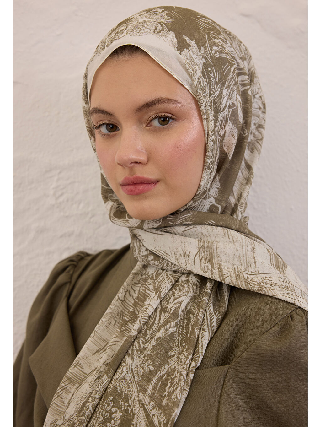 Bej Secret Elegance Desen Rami Şal Vizon-2