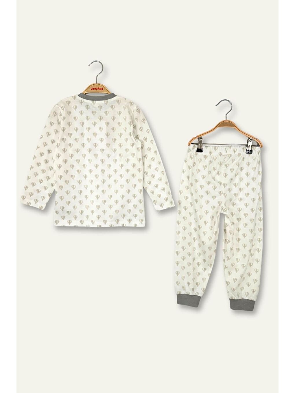 Unisex Çocuk Desenli Pijama Takımı - Bej-2