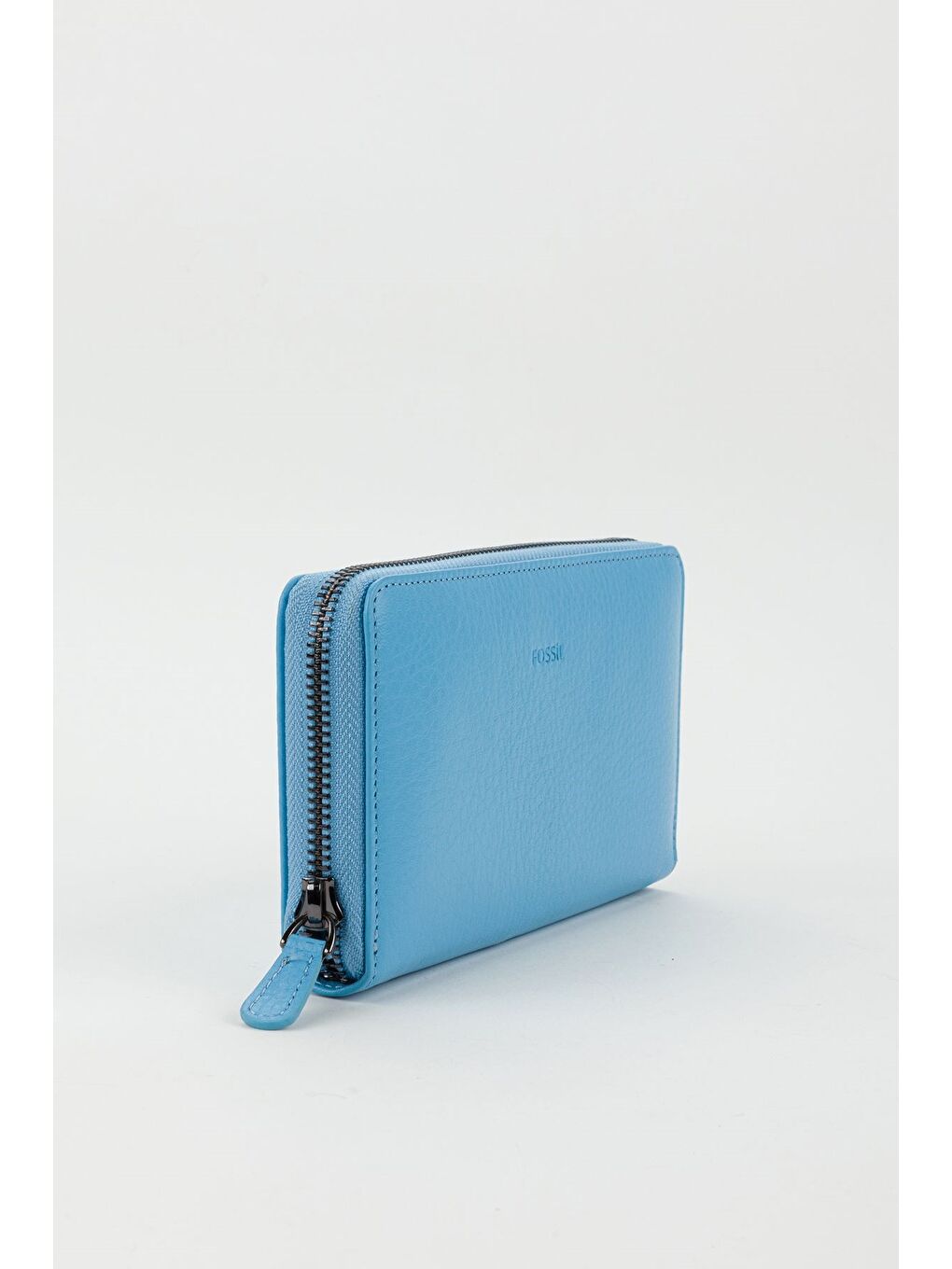 Mavi Kutulu Hakiki Deri Su Yeşili Fermuarlı Büyük Boy Kadın El Portföyü Kartlık Cüzdan-4