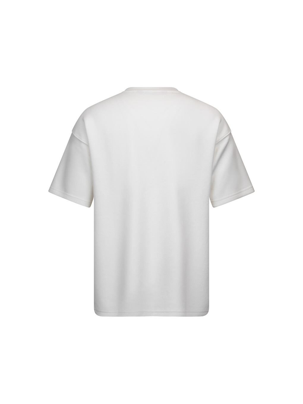 Beyaz Regular Fit Bisiklet Yaka Oversize Tişört-1
