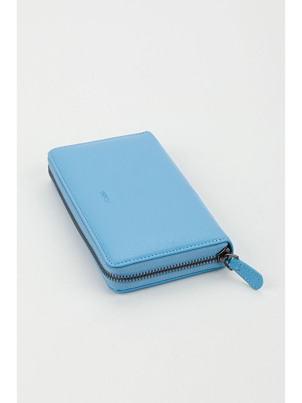 Mavi Kutulu Hakiki Deri Su Yeşili Fermuarlı Büyük Boy Kadın El Portföyü Kartlık Cüzdan-6