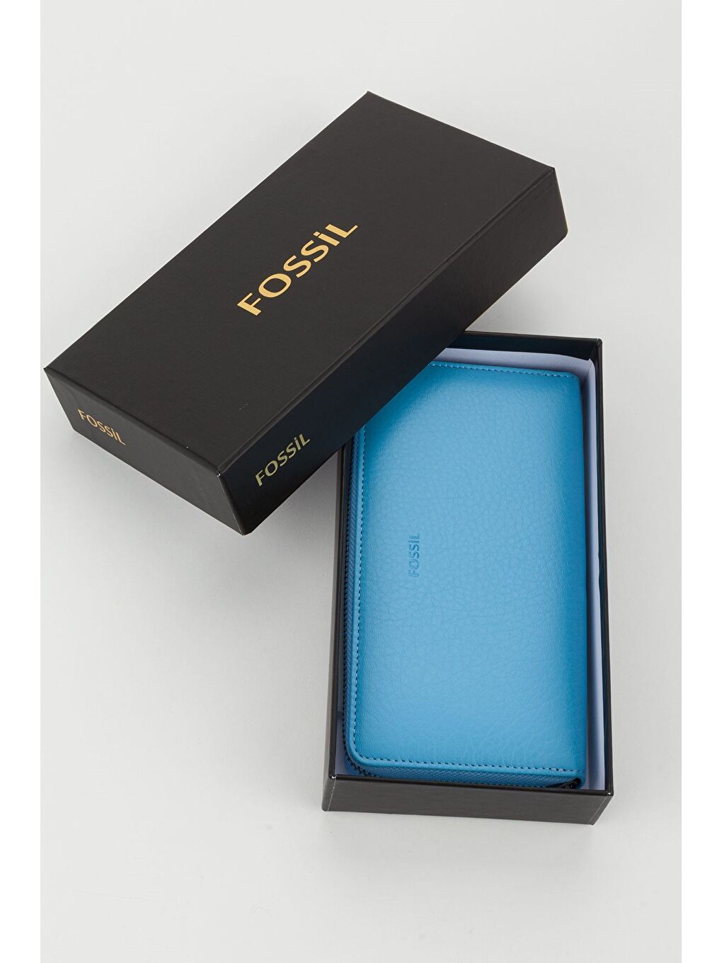 Mavi Kutulu Hakiki Deri Su Yeşili Fermuarlı Büyük Boy Kadın El Portföyü Kartlık Cüzdan-7