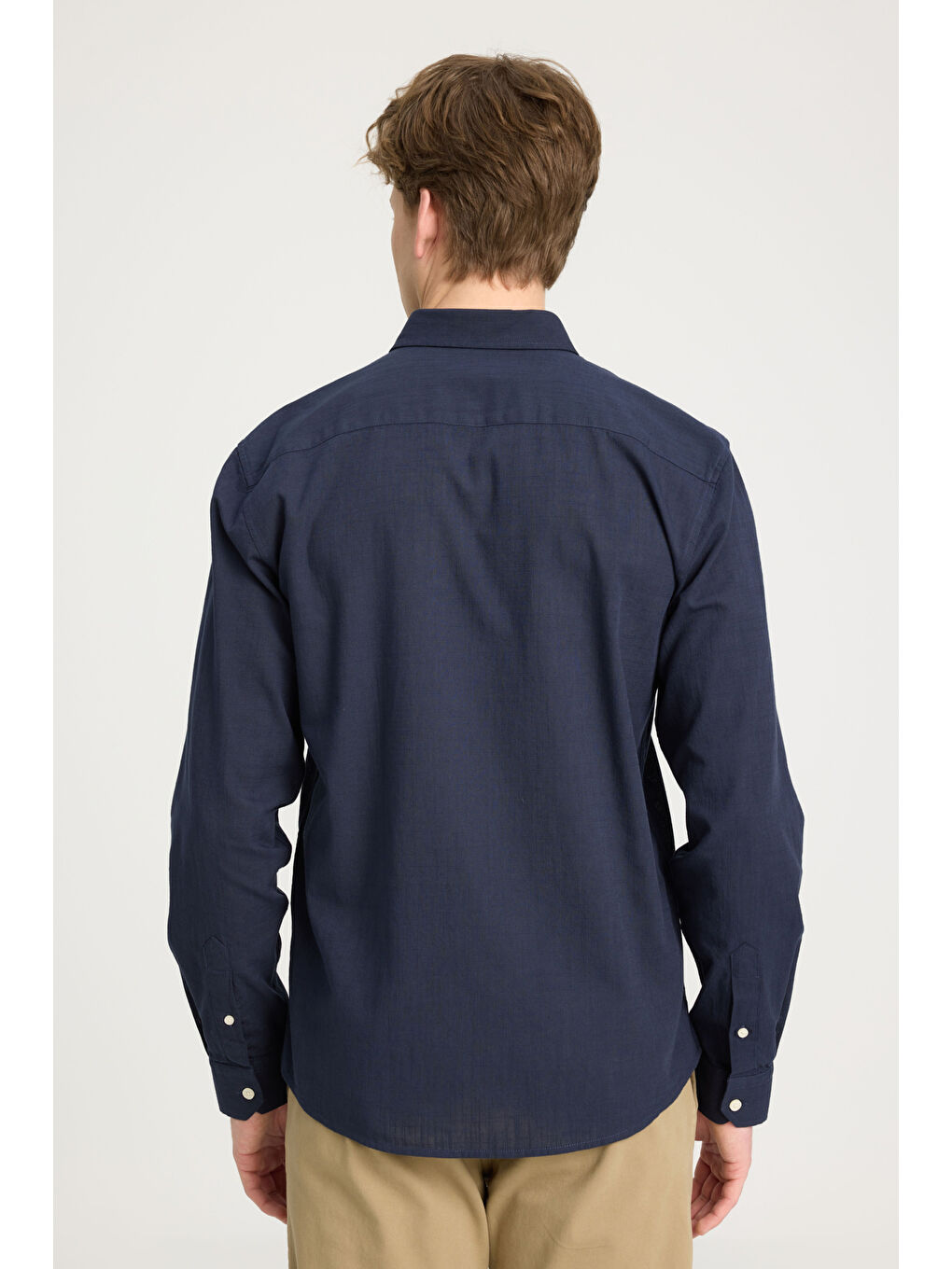 Lacivert Regular Fit Normal Kesim Uzun Kollu Gömlek-4
