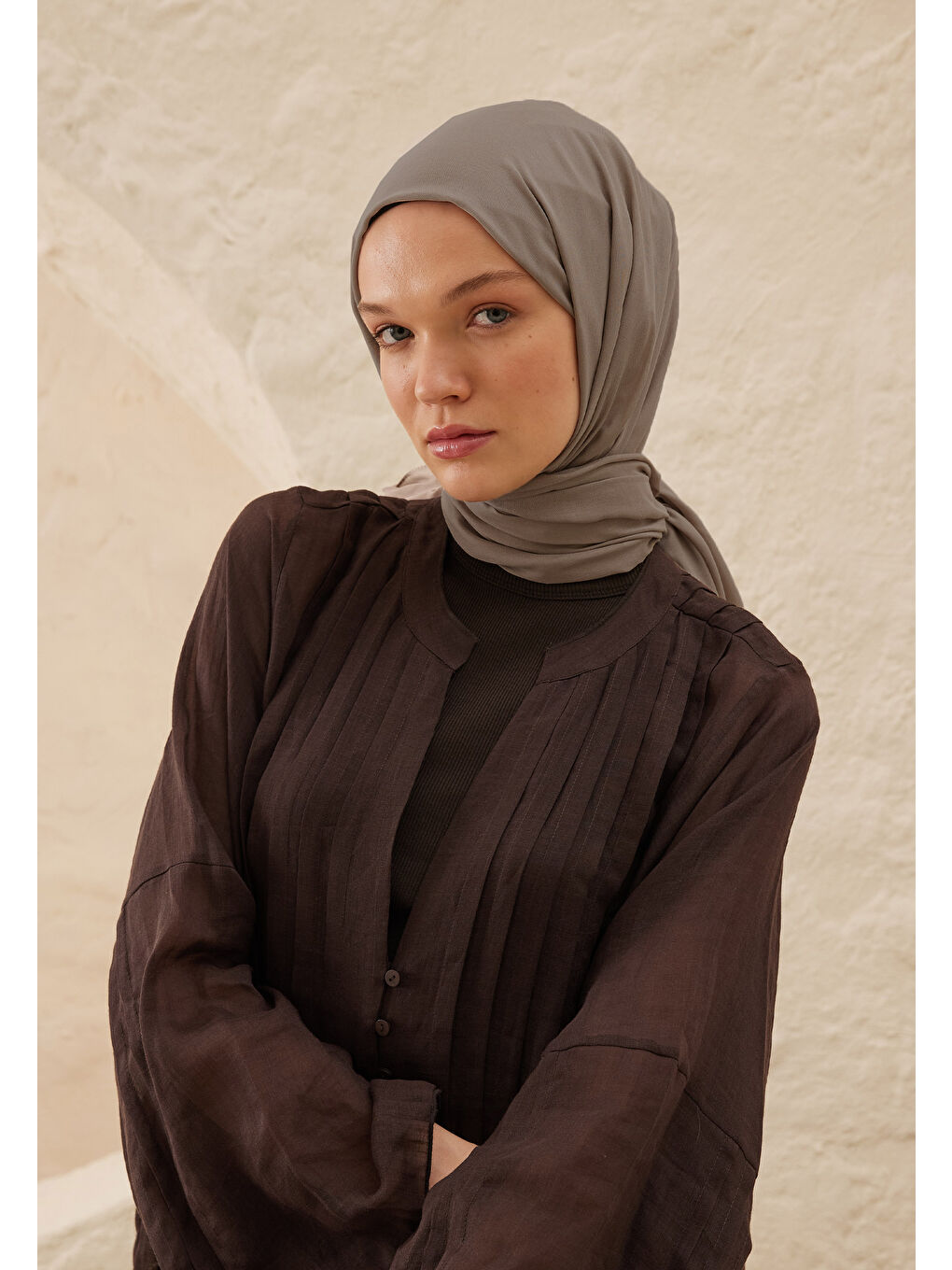 Rami Viskon Şal Koyu Gri-1