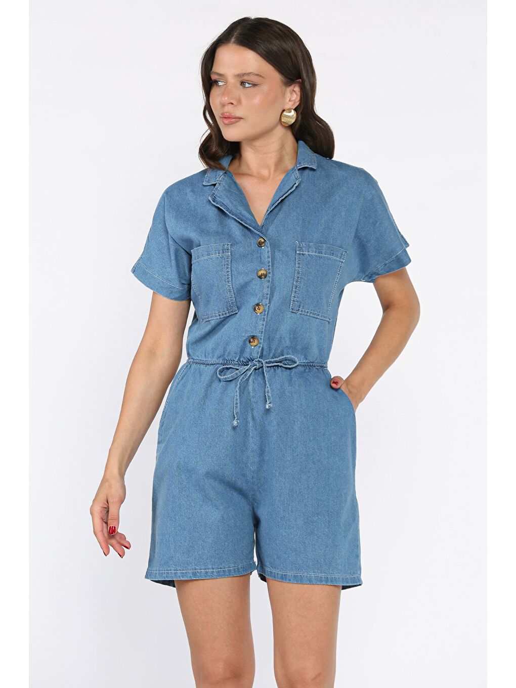 Mavi Bel Lastikli Cepli Jean Jean Tulum