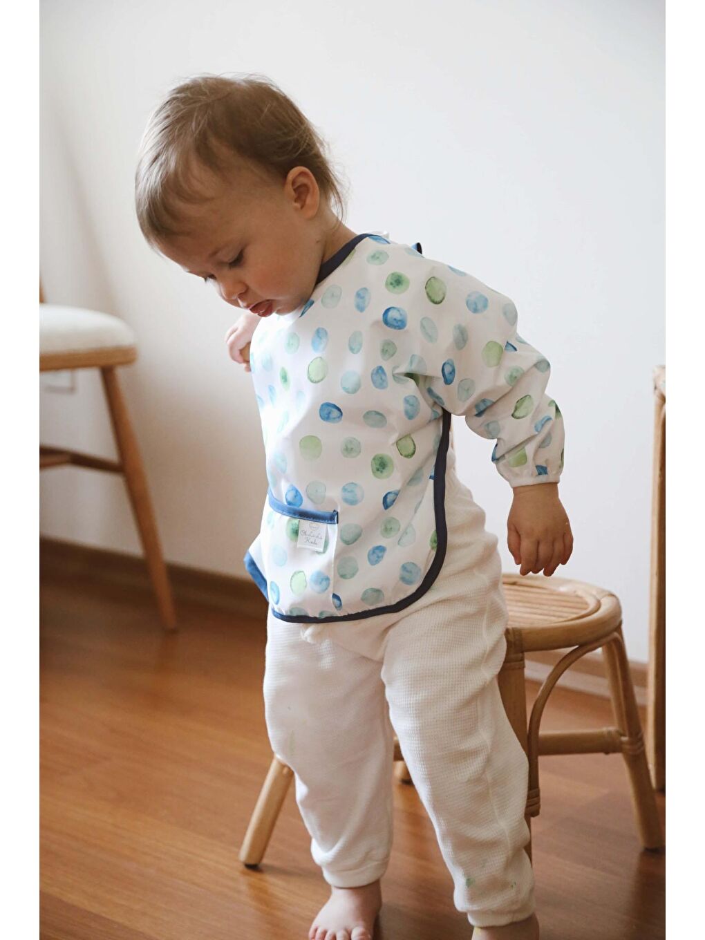 Mavi Top Uzun Kollu Sıvı Geçirmez Aktivite Önlük (6-36 Ay)-3