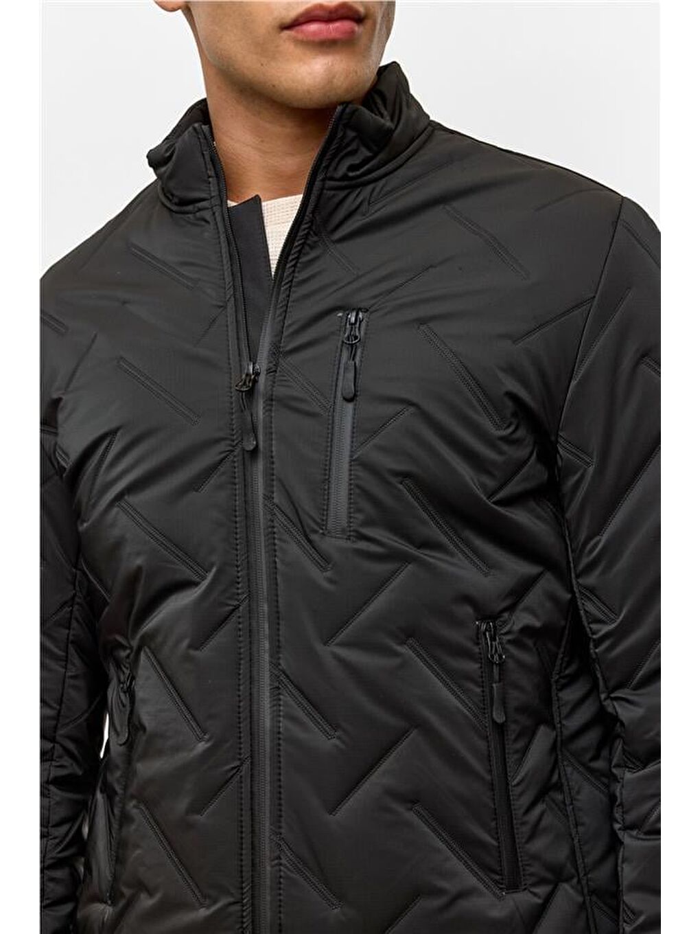 Siyah Slim Kapitone Mont-2