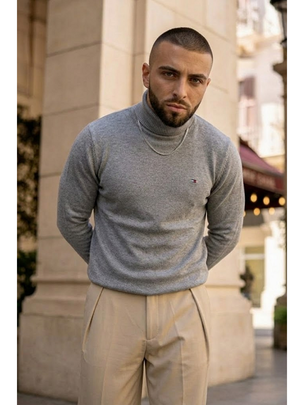 Erkek Günlük Premium Comfort Boğazlı Antrasit Triko Kazak-1