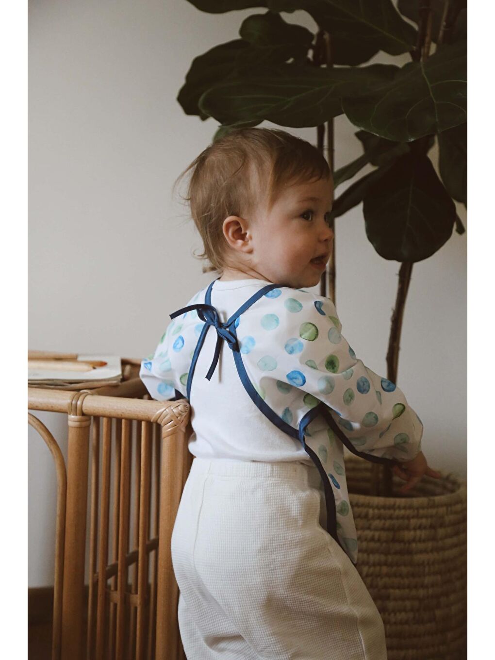 Mavi Top Uzun Kollu Sıvı Geçirmez Aktivite Önlük (6-36 Ay)-4