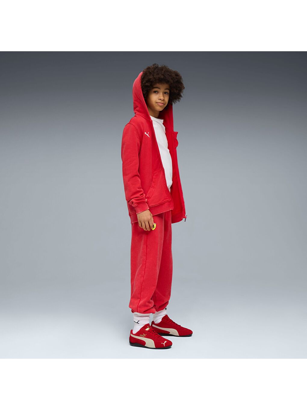 Kırmızı SCUDERIA FERRARI Sportswear Genç Kapüşonlu Hoodie-1