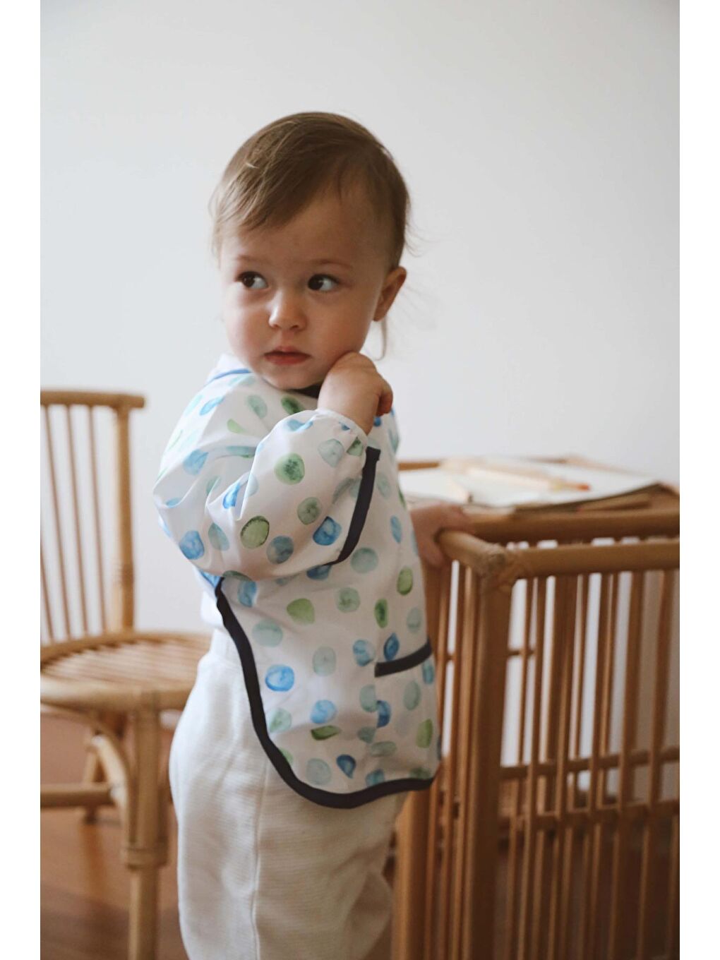 Mavi Top Uzun Kollu Sıvı Geçirmez Aktivite Önlük (6-36 Ay)-5