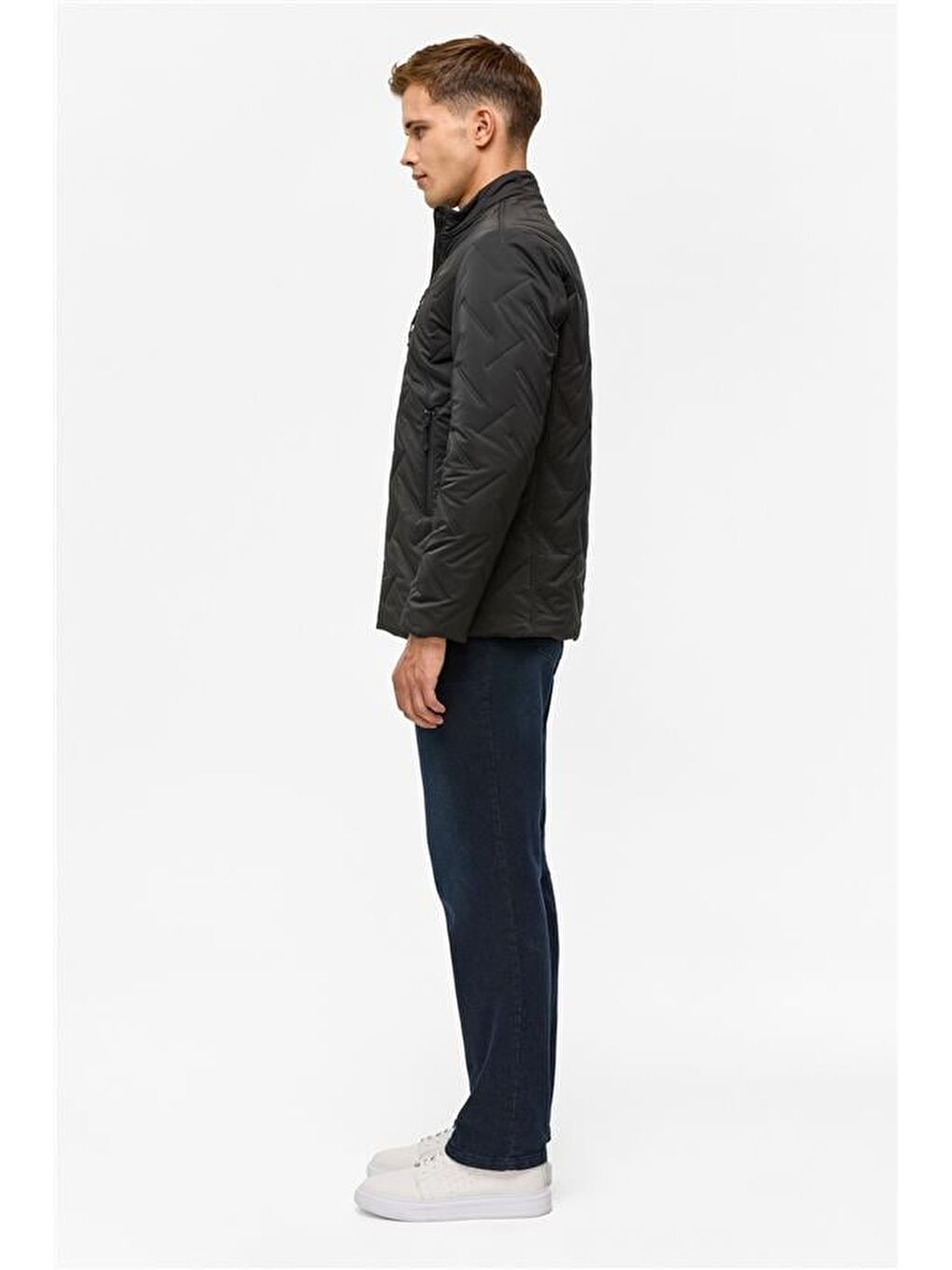 Siyah Slim Kapitone Mont-6