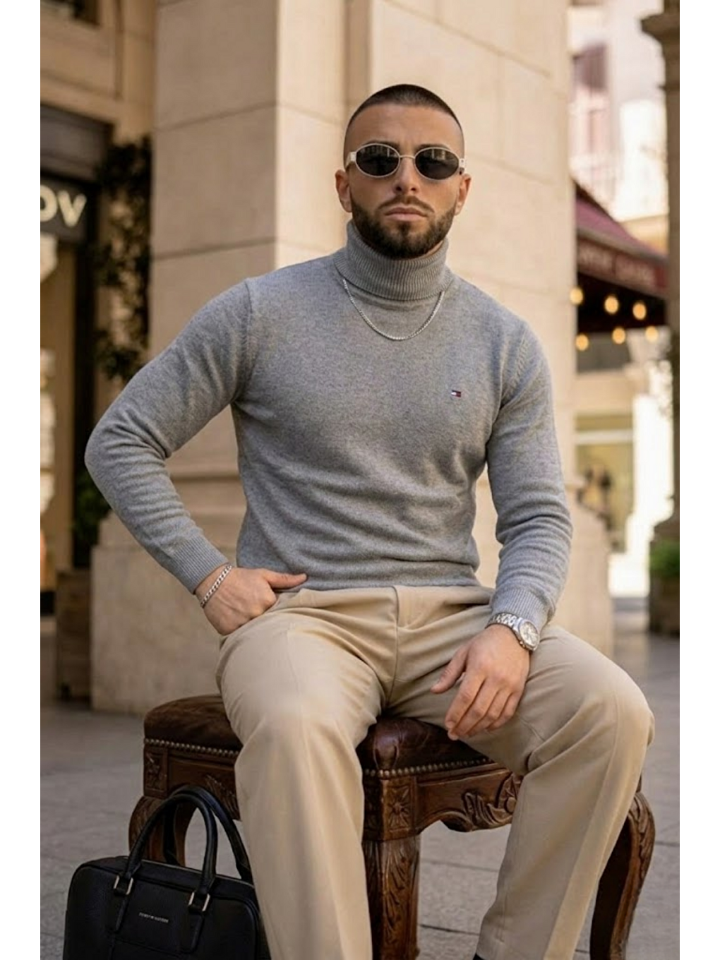 Erkek Günlük Premium Comfort Boğazlı Antrasit Triko Kazak-3