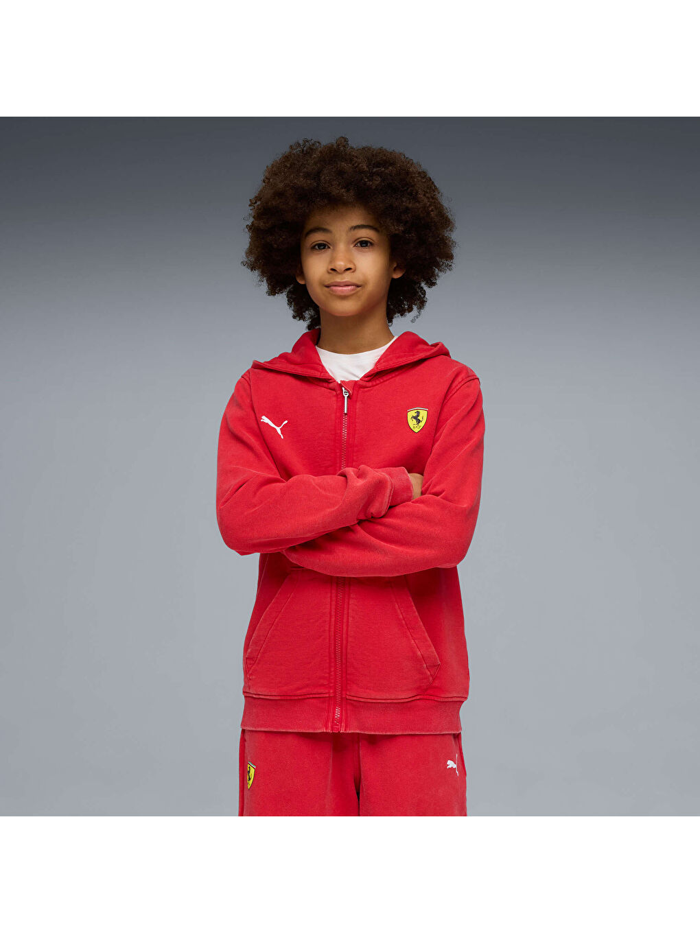 Kırmızı SCUDERIA FERRARI Sportswear Genç Kapüşonlu Hoodie-4