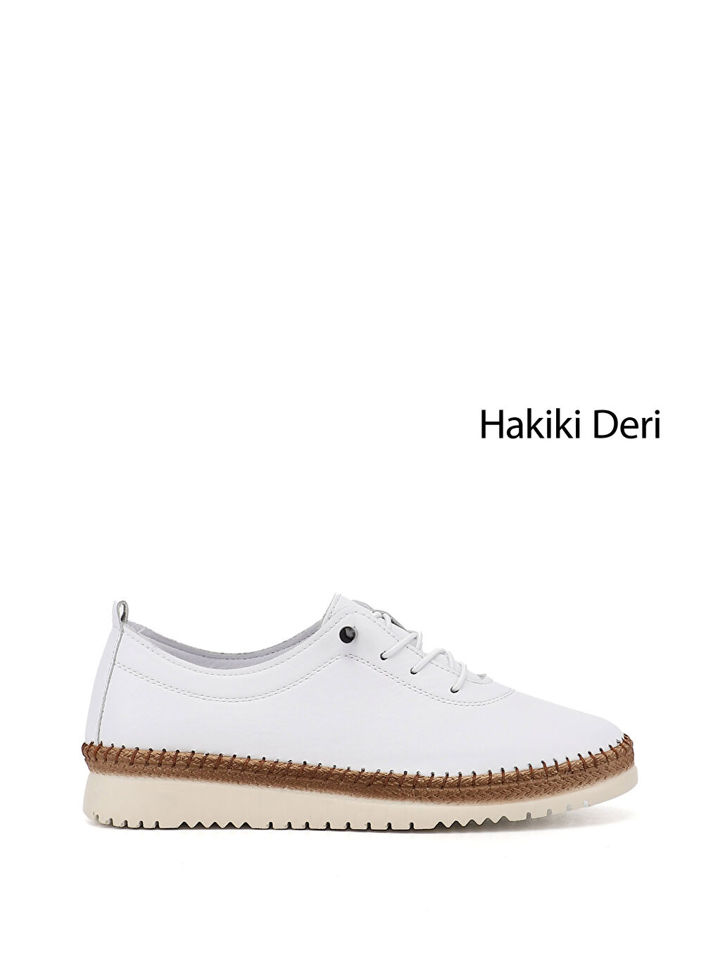 Beyaz Kadın CANLI BEYAZ Bağcıklı Hakiki Deri Comfort Ayakkabı