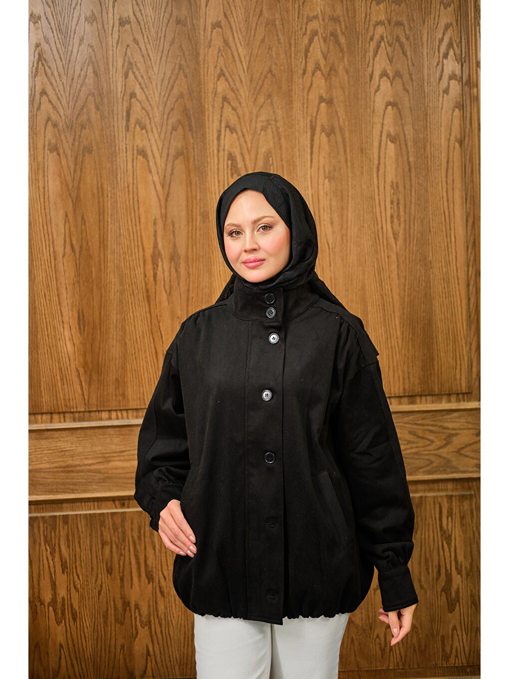 Kadın Düğme Detaylı Ceket Siyah-2