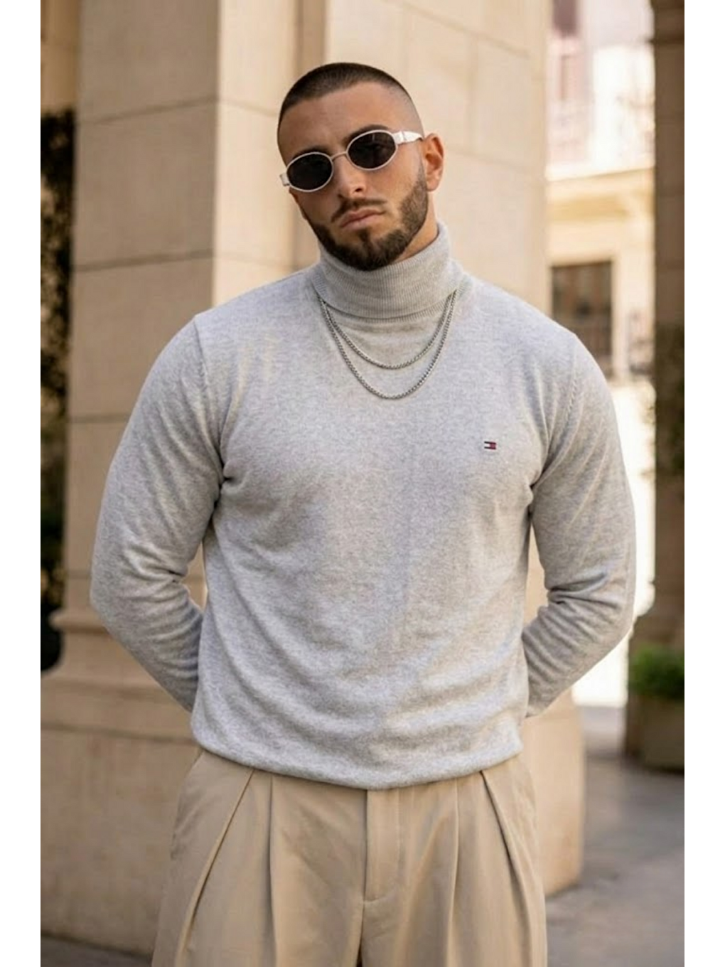 Erkek Günlük Premium Comfort Boğazlı A.Gri Triko Kazak-1