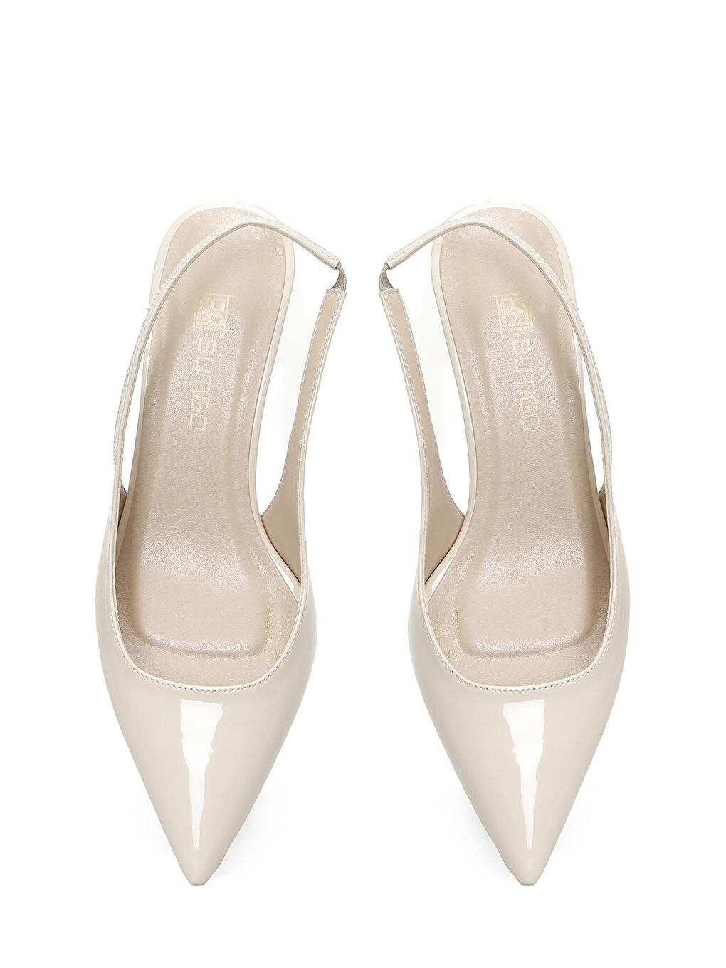 Bej 24S-031 4FX Krem Kadın Topuklu Ayakkabı-3