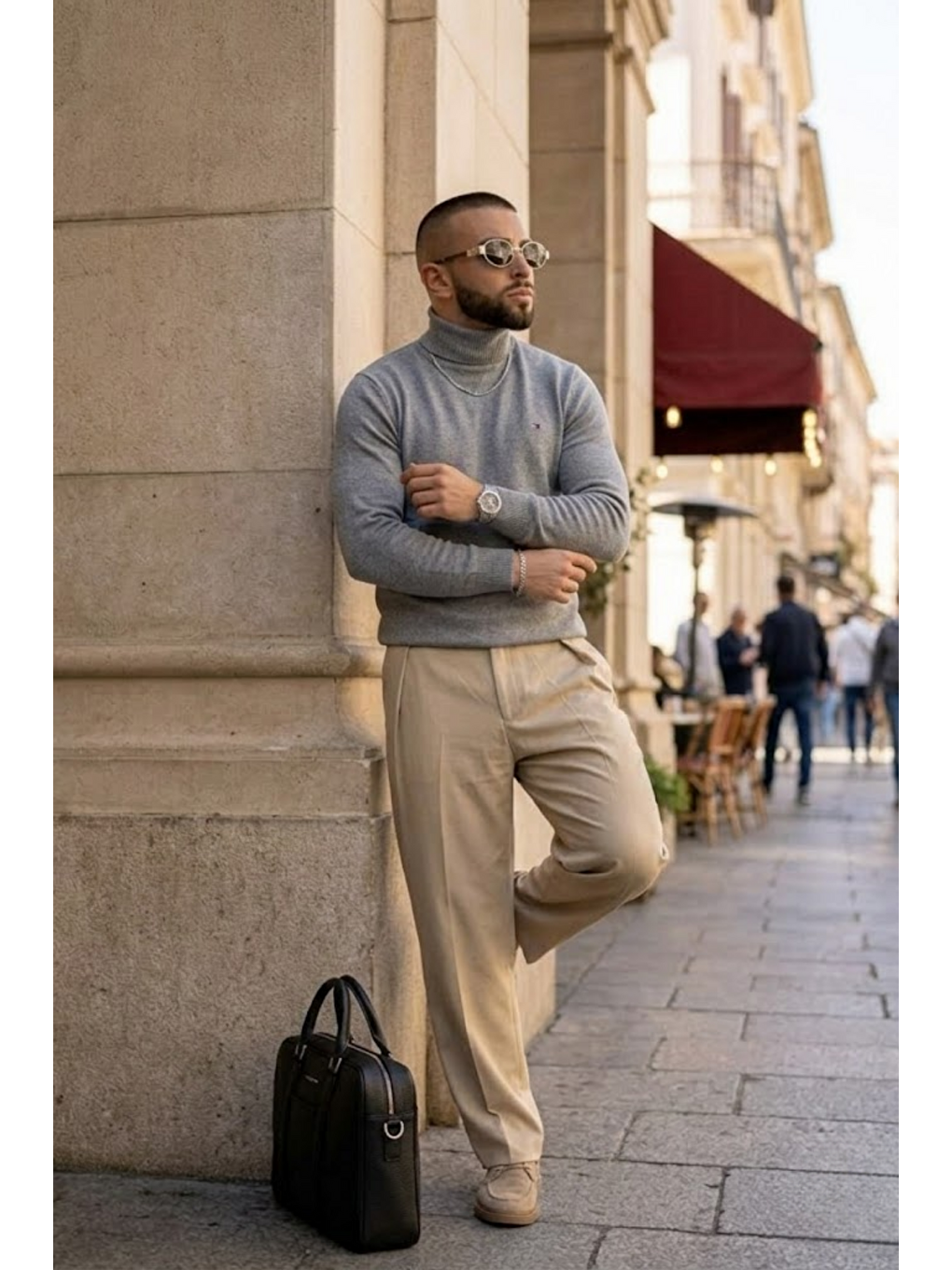 Erkek Günlük Premium Comfort Boğazlı Antrasit Triko Kazak-5