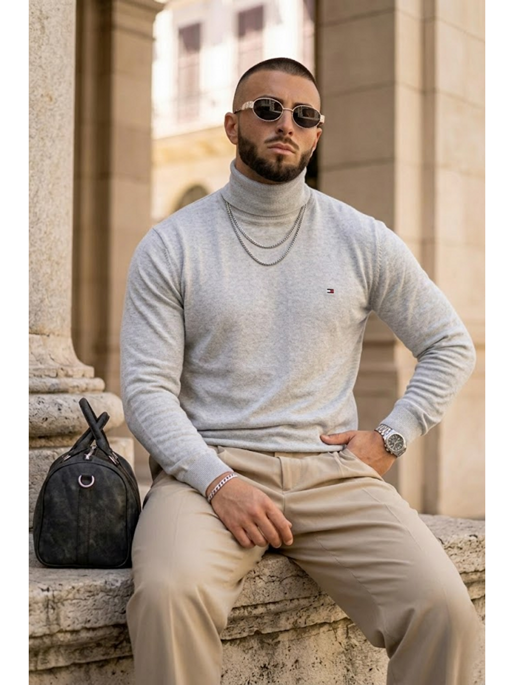 Erkek Günlük Premium Comfort Boğazlı A.Gri Triko Kazak-3