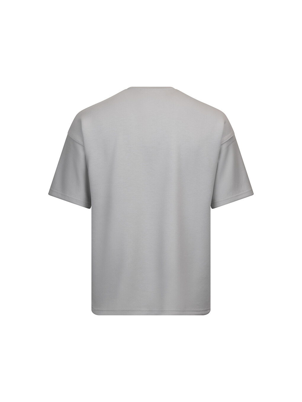 Gri Regular Fit Bisiklet Yaka Oversize Tişört-1