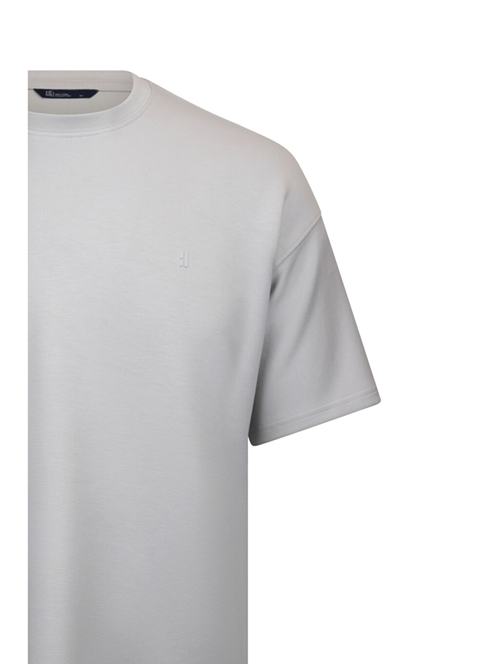 Gri Regular Fit Bisiklet Yaka Oversize Tişört-2