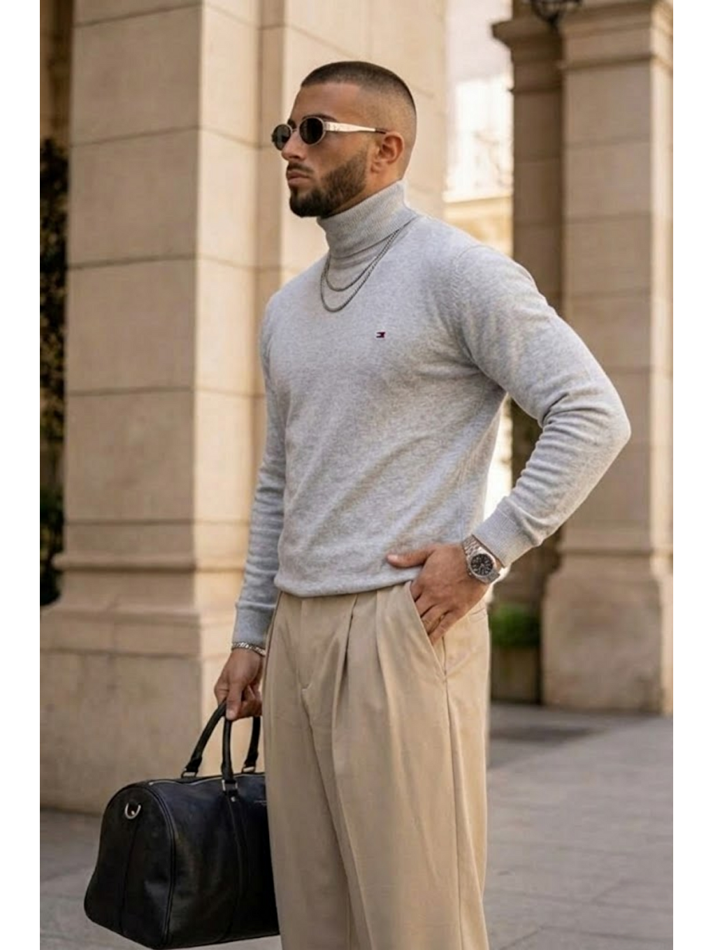 Erkek Günlük Premium Comfort Boğazlı A.Gri Triko Kazak-4