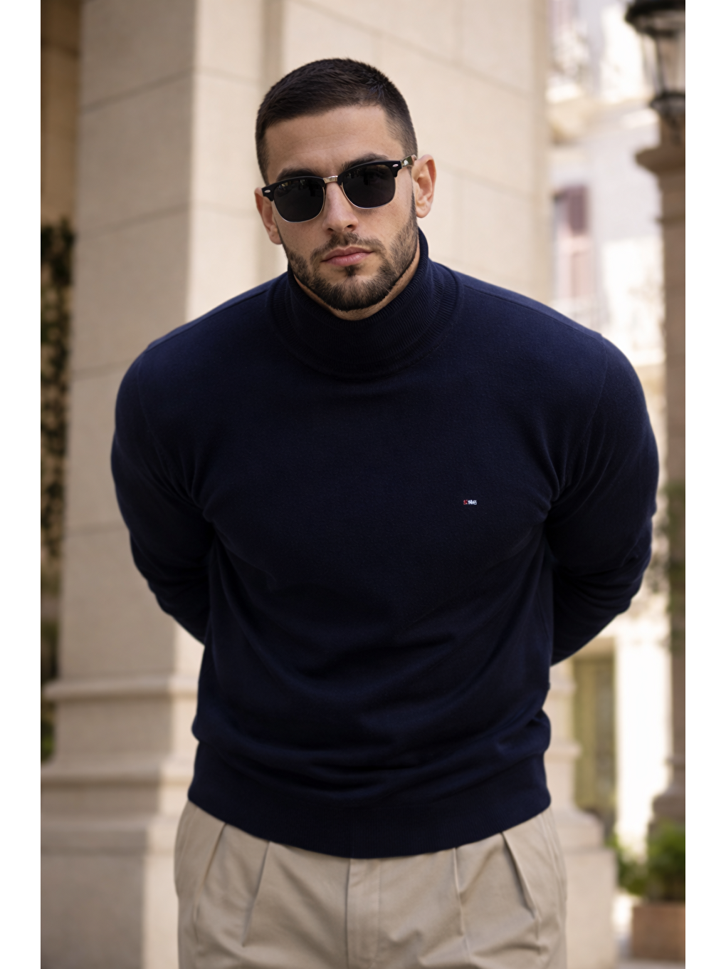 Erkek Günlük Premium Comfort Boğazlı Lacivert Triko Kazak-1