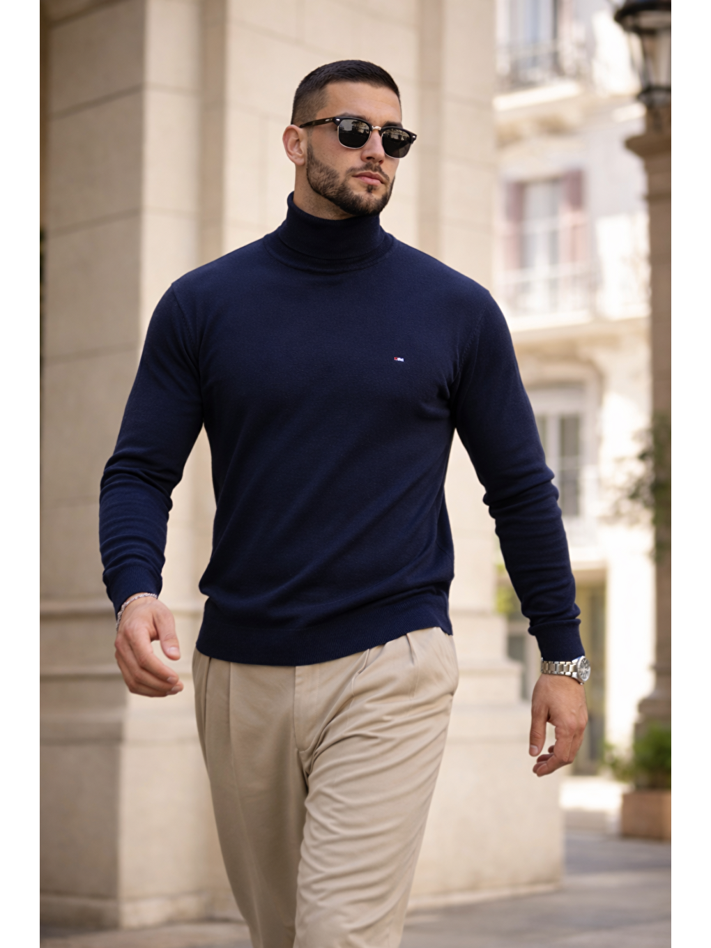 Erkek Günlük Premium Comfort Boğazlı Lacivert Triko Kazak-2