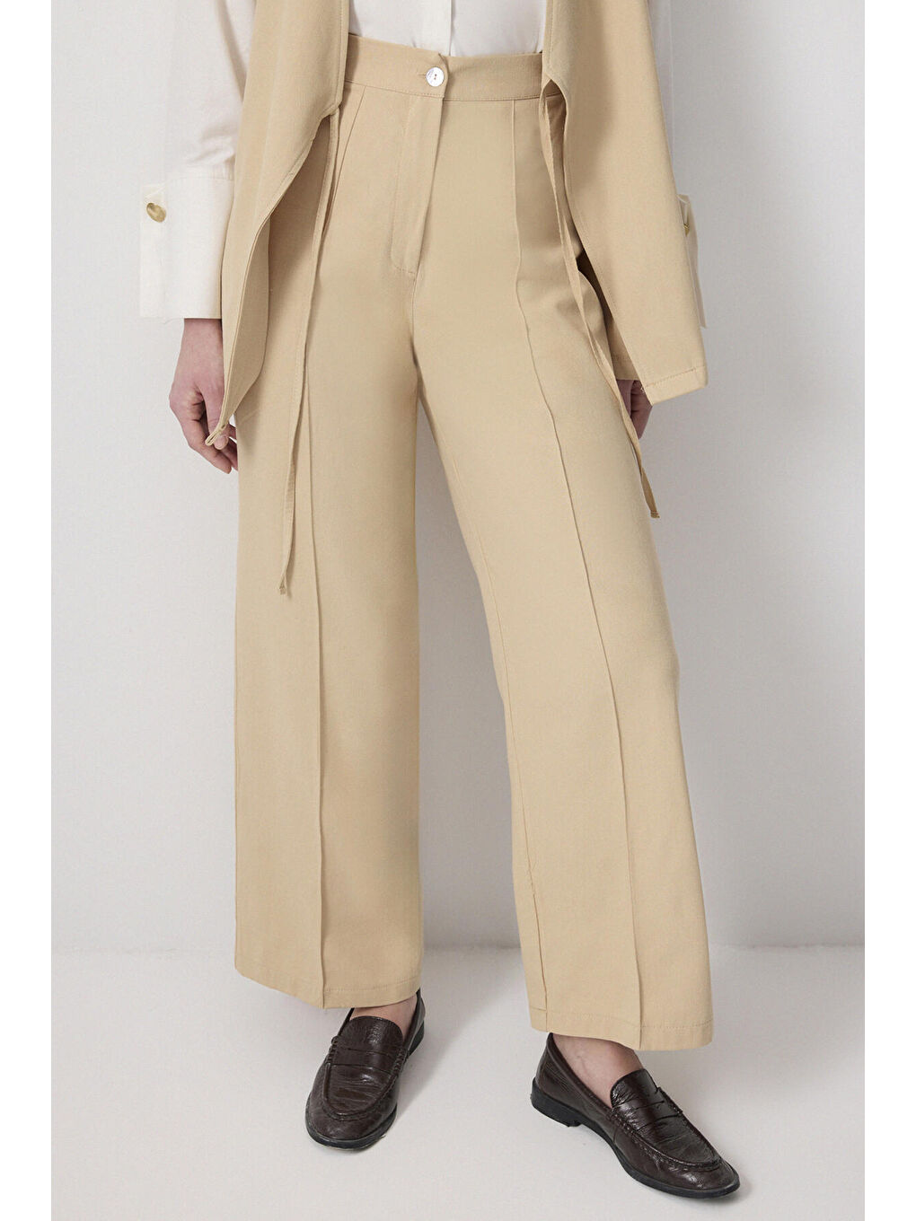 Bej Yelek Pantolon Gabardin Takım-4