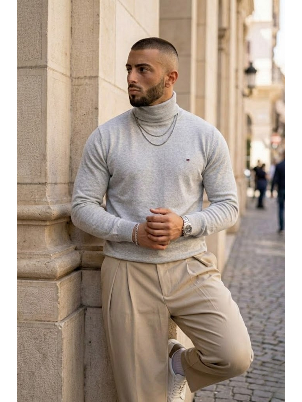 Erkek Günlük Premium Comfort Boğazlı A.Gri Triko Kazak-5