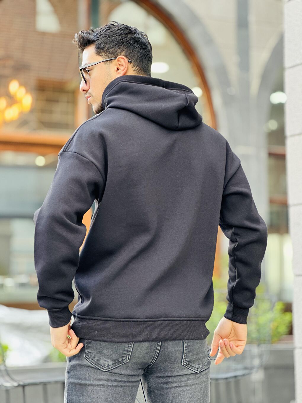 Miron Siyah Üç İplik Head Chopper Nakışlı Oversize Kapüşonlu Sweatshirt - 2