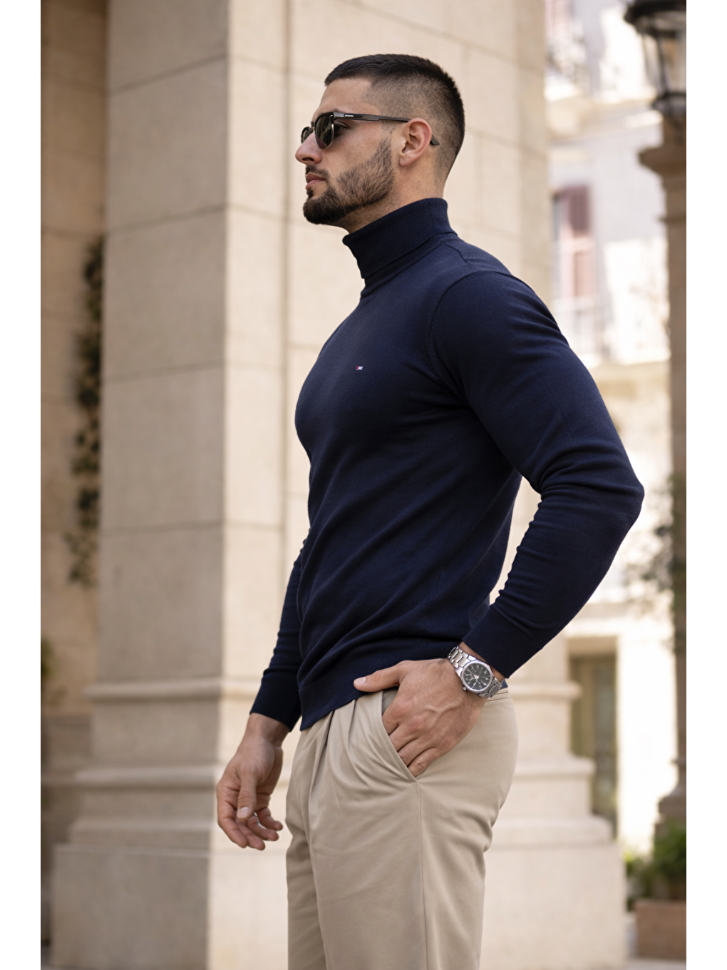 Erkek Günlük Premium Comfort Boğazlı Lacivert Triko Kazak-4