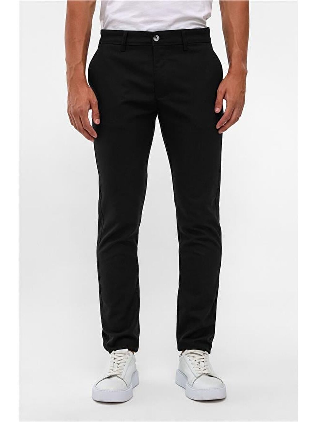 Siyah Slim Desenli Pantolon-1