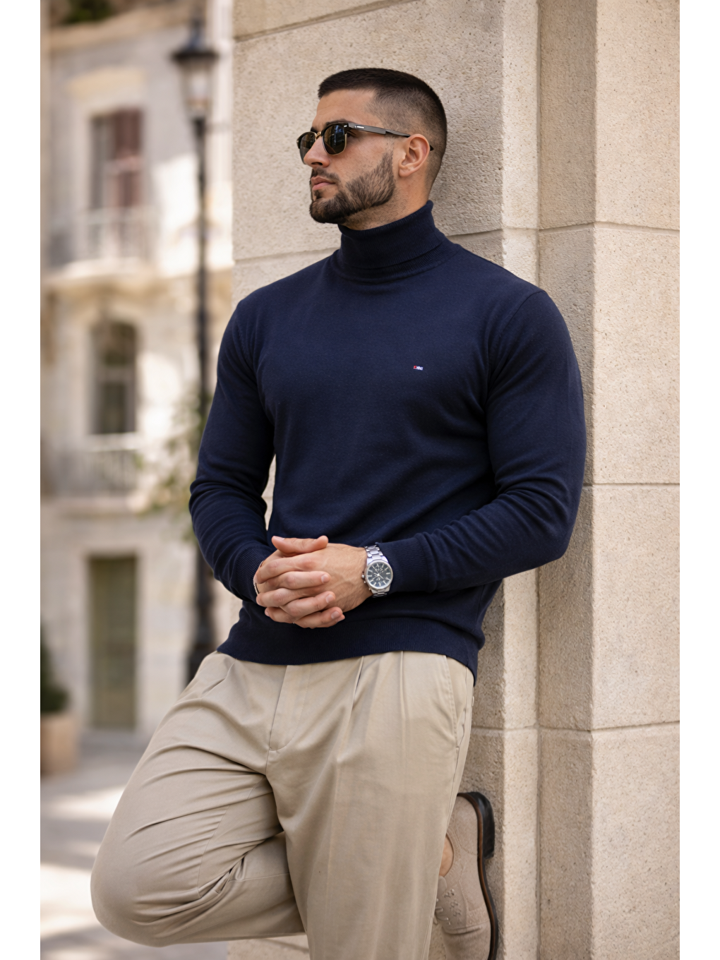 Erkek Günlük Premium Comfort Boğazlı Lacivert Triko Kazak-5