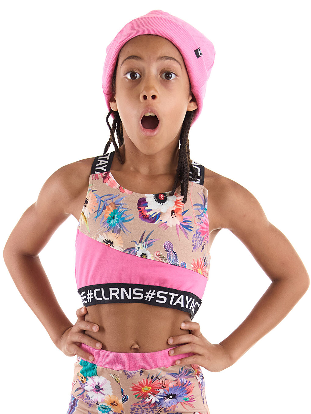 Pembe Stay Active Kız Çocuk Crop Spor Atlet