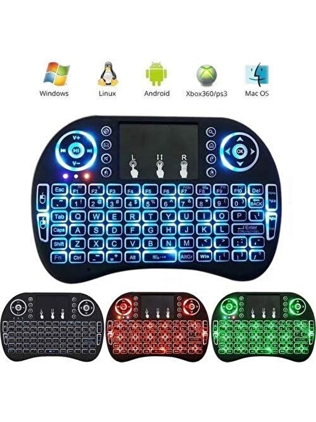 Işıklı Kablosuz Mouse Özellikli Mini Türkçe Tv Uyumlu Klavye-2