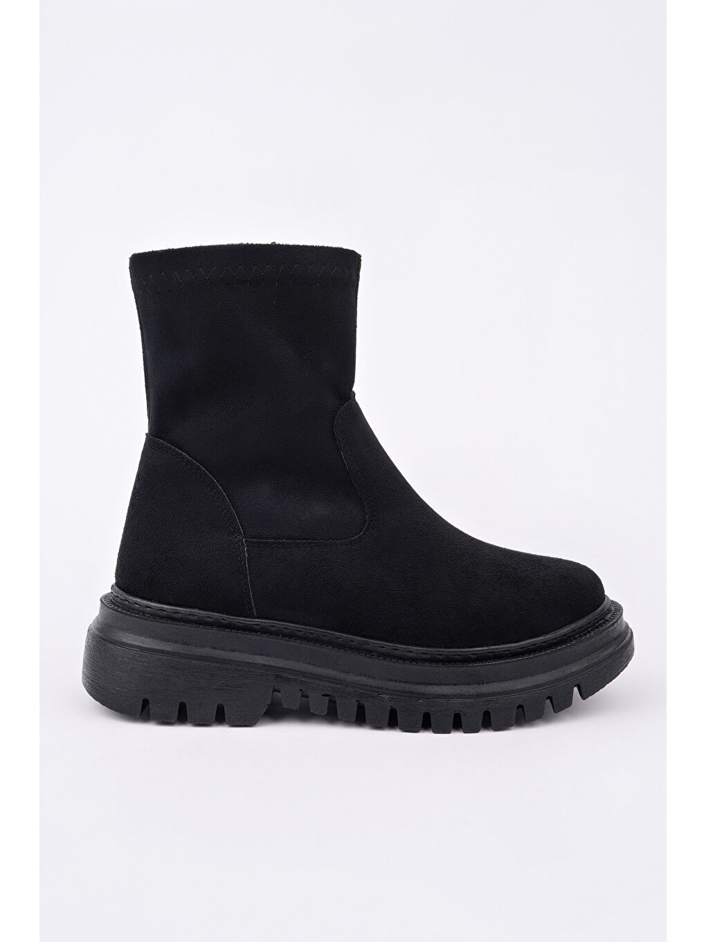 Siyah SUEVA Süet Kalın Taban Fermuarlı Kadın Bot