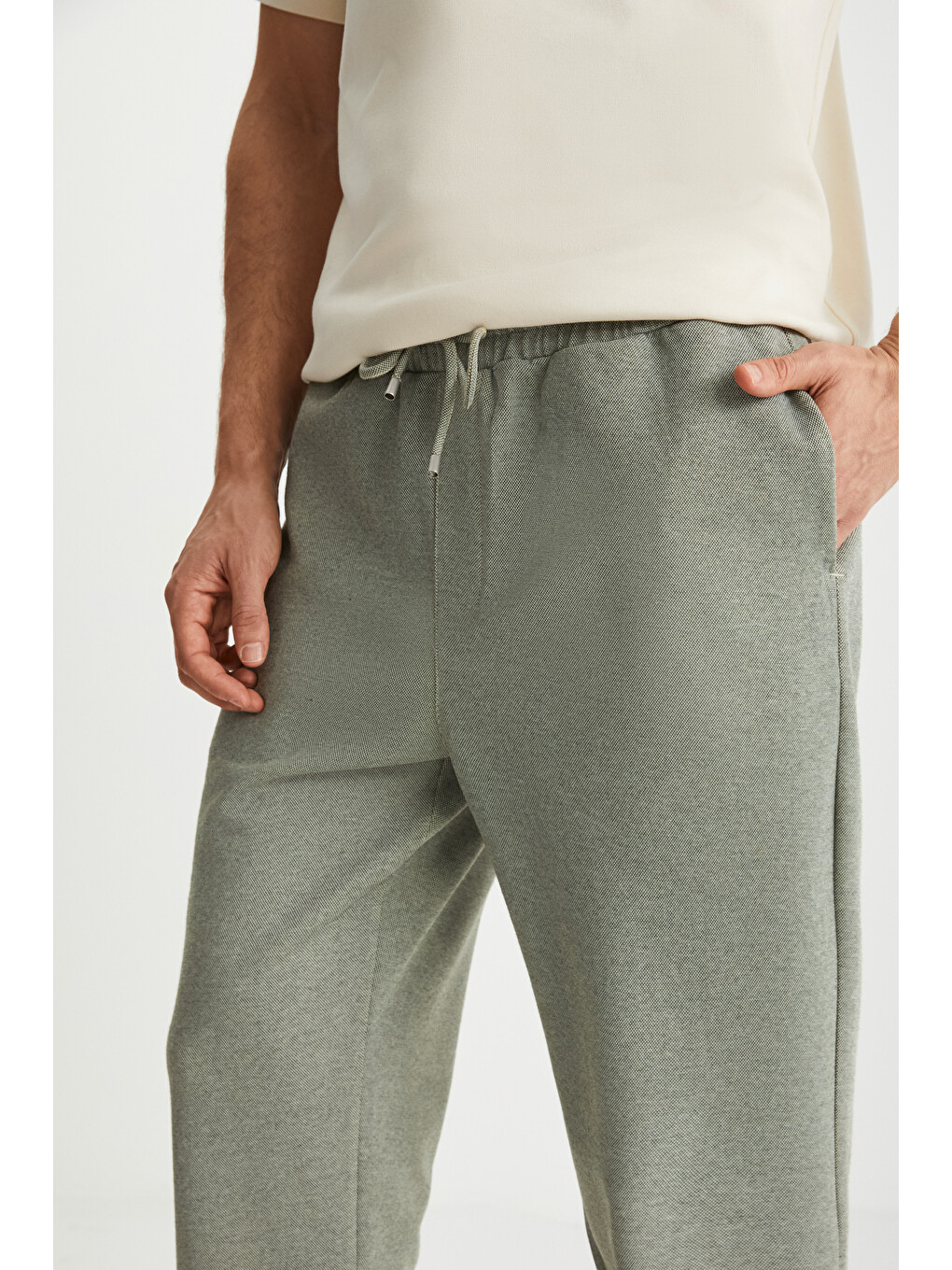 Haki DEXORO Erkek Bağlamalı Geniş Paça Regular Fit HAKİ Eşofman Altı-4